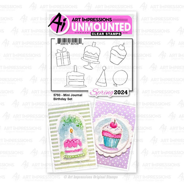 Art Impressions Clear Stamps Mini Journal Birthday