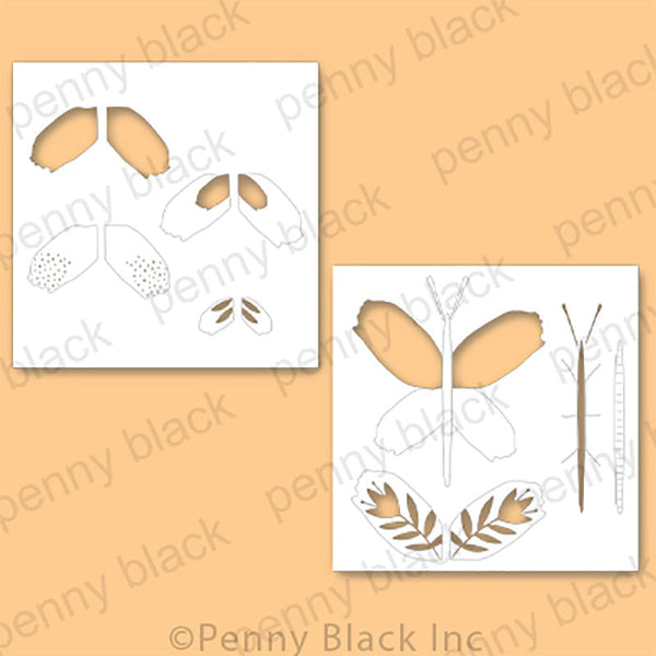 Penny Black Stencil 2pc Floral Wings