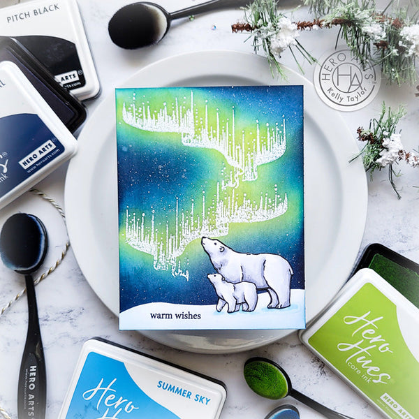 Hero Arts Clear Stamps Northern Lights Polar Bears