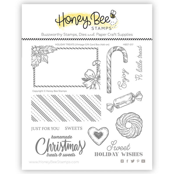 Honey Bee Clear Stamps Holiday Treats Vintage Gift Card Box Add-On