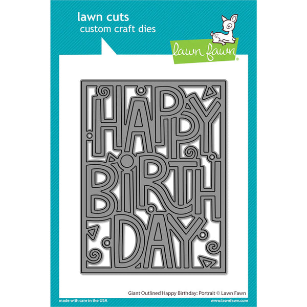 Lawn Fawn Dies Giant Outlined Happy Birthday: Portrait