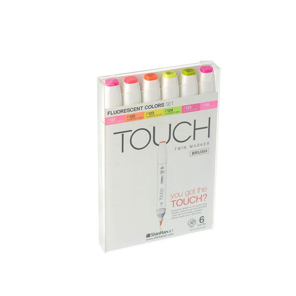 TOUCH Twin Brush Marker 6pc Flourescent
