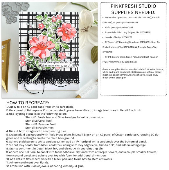 Pinkfresh Studio Stencil Never Give Up