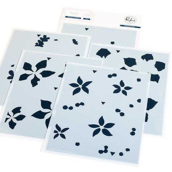 Pinkfresh Studio Stencil Whispers Of Poinsettia