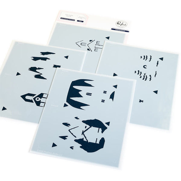 Pinkfresh Studio Stencil Lantern Landscapes: Snowy Cottage