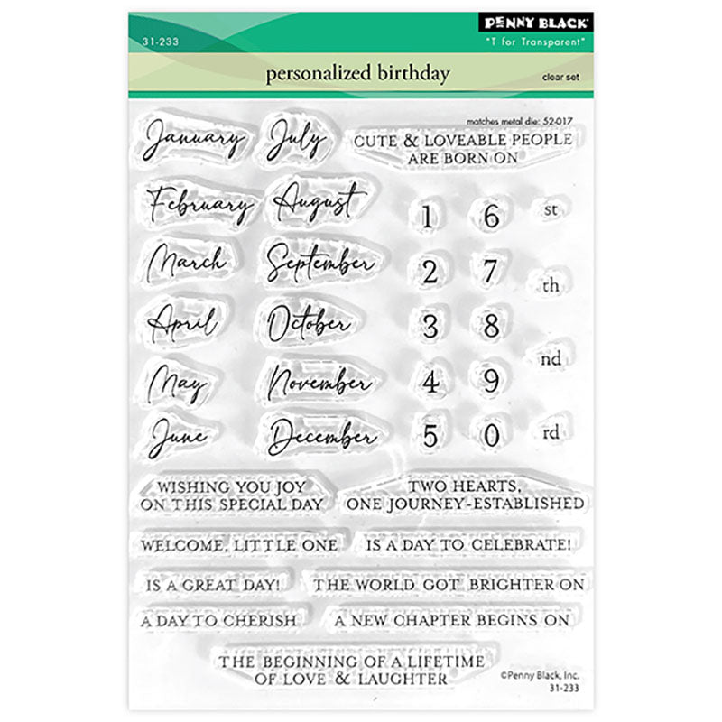 Penny Black Clear Stamps Personalized Birthday