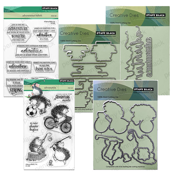 Penny Black 5pc Adventurous Stamp & Die + Edger