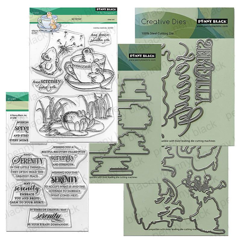 Penny Black 5pc Serene Stamp & Die + Edger