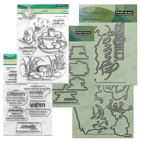 Penny Black 5pc Serene Stamp & Die + Edger