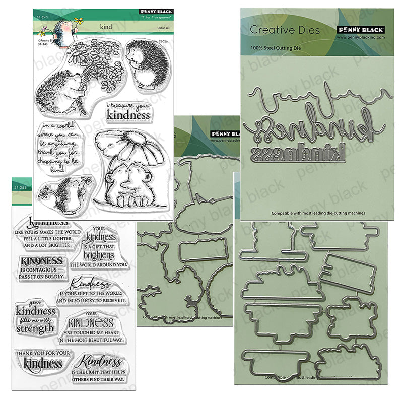 Penny Black 5pc Kind Stamp & Die + Edger