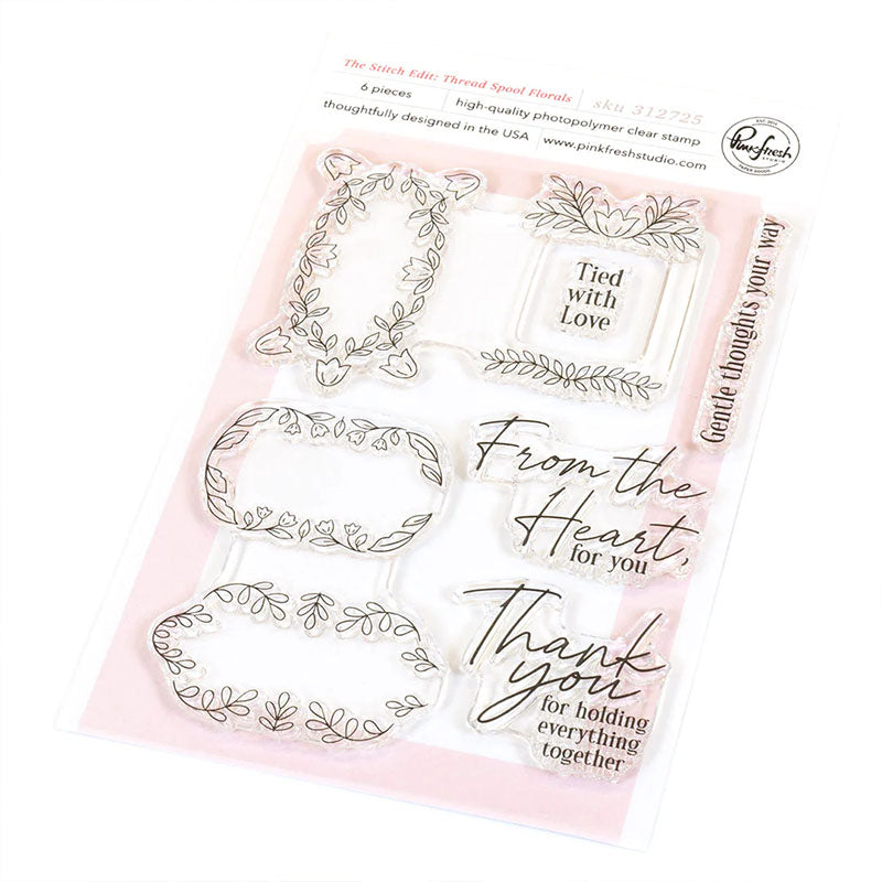 Pinkfresh Studio Clear Stamps The Stitched Edit: Thread Spool Florals