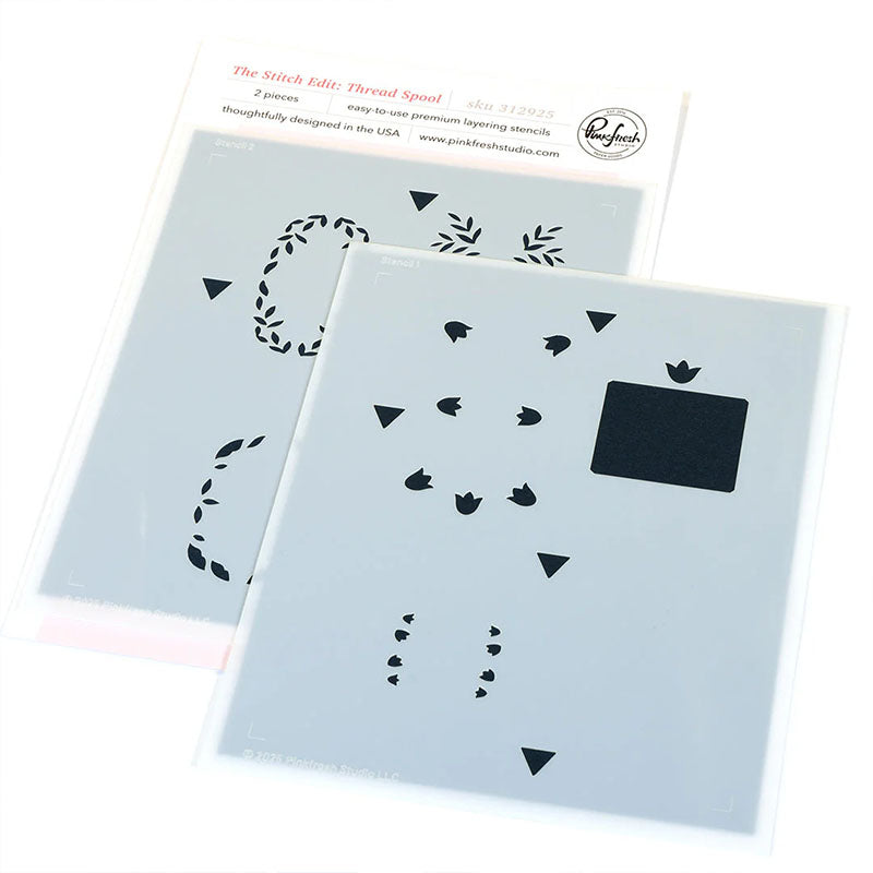 Pinkfresh Studio Stencil The Stitched Edit: Thread Spool