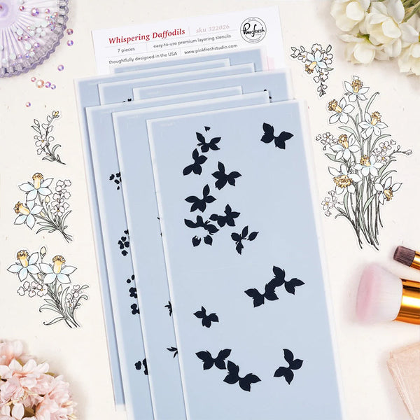 Pinkfresh Studio Stencil Whispering Daffodils