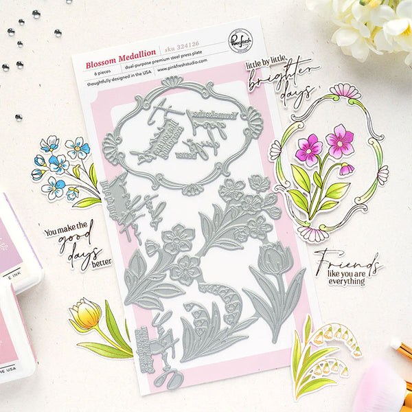 Pinkfresh Studio Press Plates Blossom Medallion