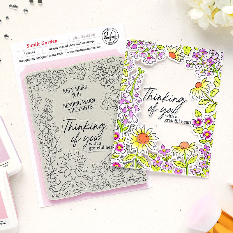 Pinkfresh Studio Cling Stamps Sunlit Garden