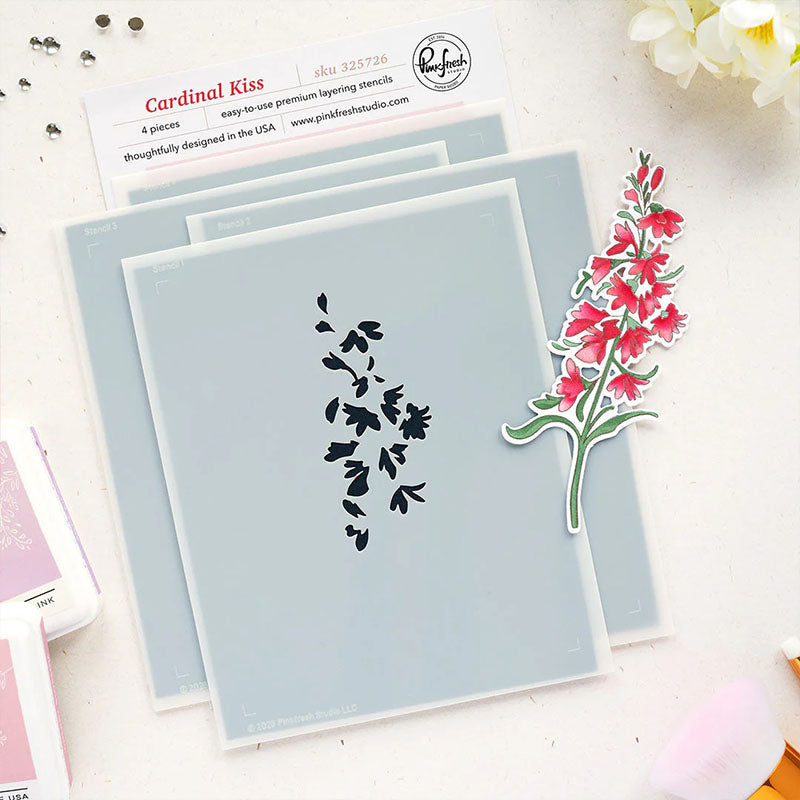 Pinkfresh Studio Stencil Cardinal Kiss