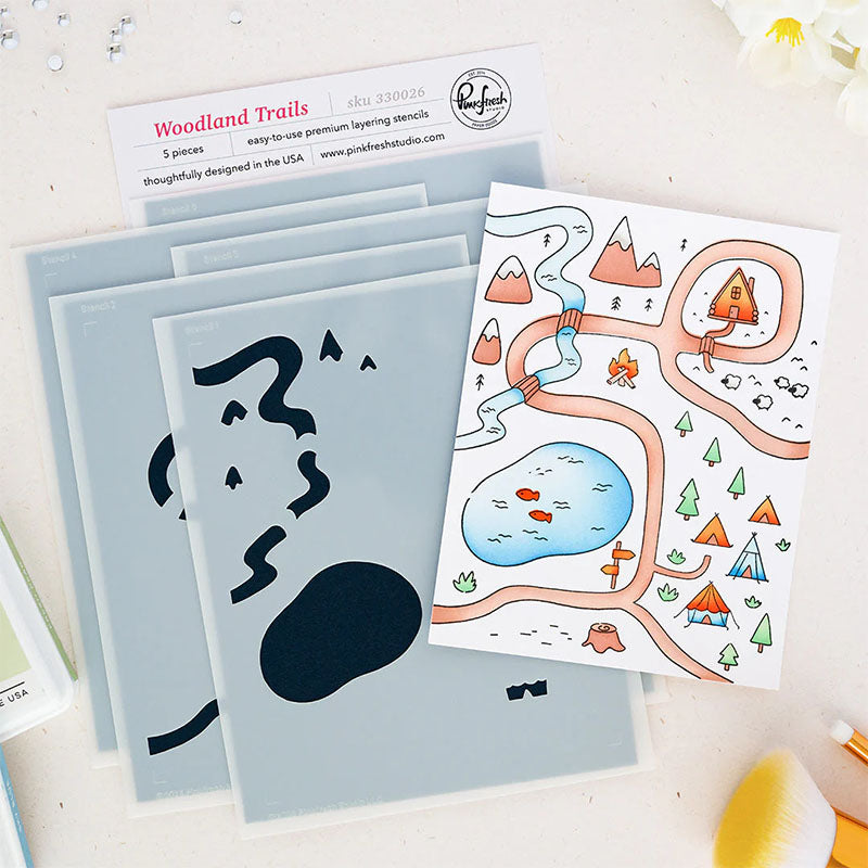 Pinkfresh Studio Stencil Woodland Trails
