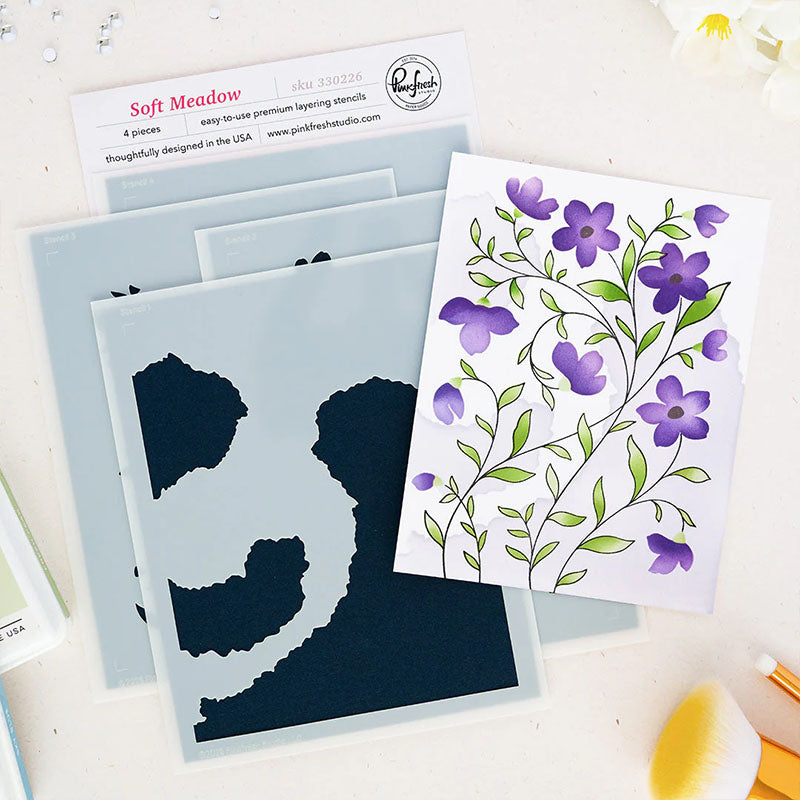 Pinkfresh Studio Stencil Soft Meadow