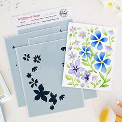 Pinkfresh Studio Stencil Wildflower Notes