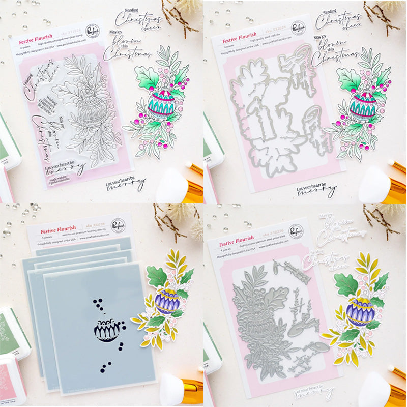 Pinkfresh Studio 4pc Festive Flourish