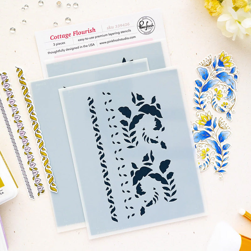 Pinkfresh Studio Stencil Cottage Flourish