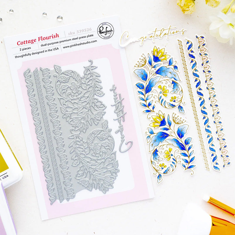 Pinkfresh Studio Press Plates Cottage Flourish