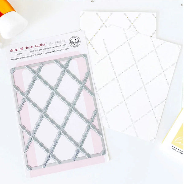 Pinkfresh Studio Press Plates Stitched Heart Lattice