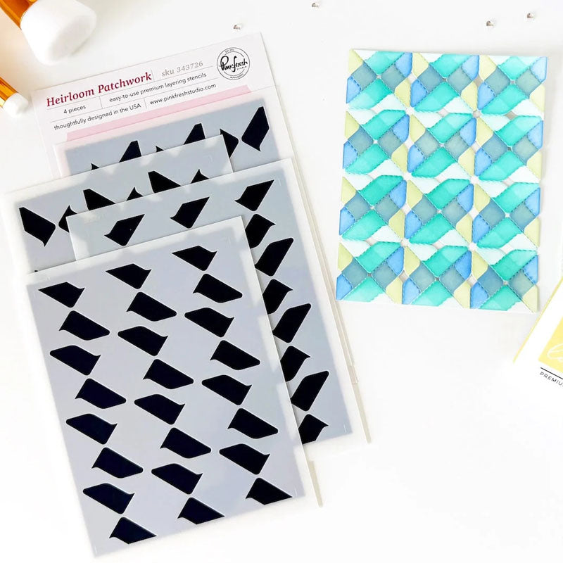 Pinkfresh Studio Stencil Heirloom Patchwork
