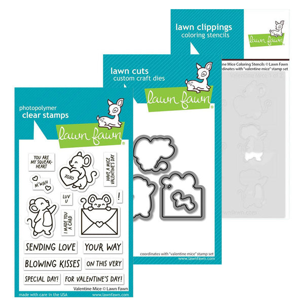 Lawn Fawn 3pc Valentine Mice