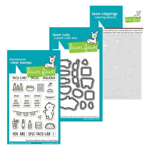 Lawn Fawn 3pc Treat Cart Add-On: Tacos