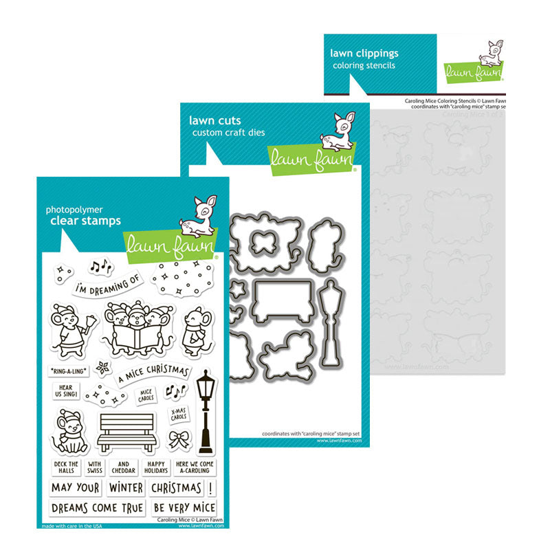 Lawn Fawn 3pc Caroling Mice