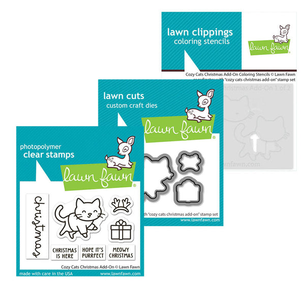 Lawn Fawn 3pc Cozy Cats Christmas Add-On