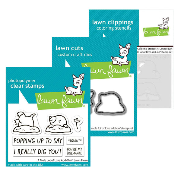 Lawn Fawn 3pc A Mole Lot of Love Add-On