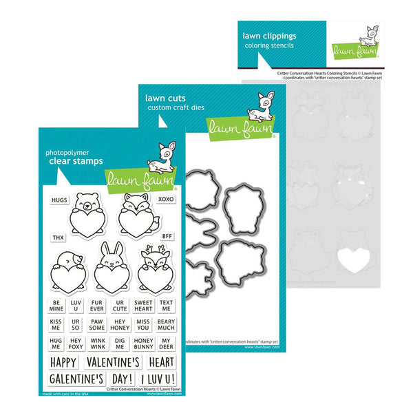 Lawn Fawn 3pc Critter Conversation Hearts