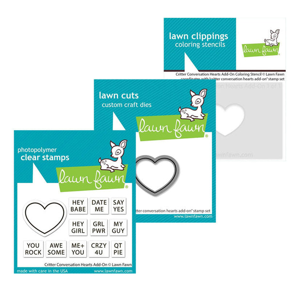 Lawn Fawn 3pc Critter Conversation Hearts Add-On