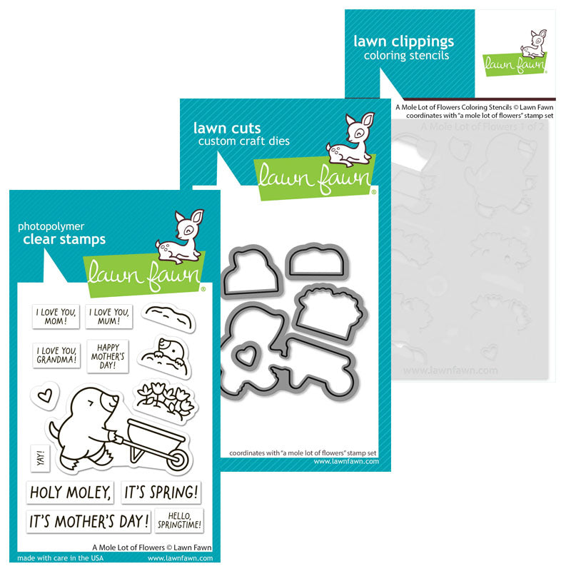 Lawn Fawn 3pc A Mole Lot Of Flowers