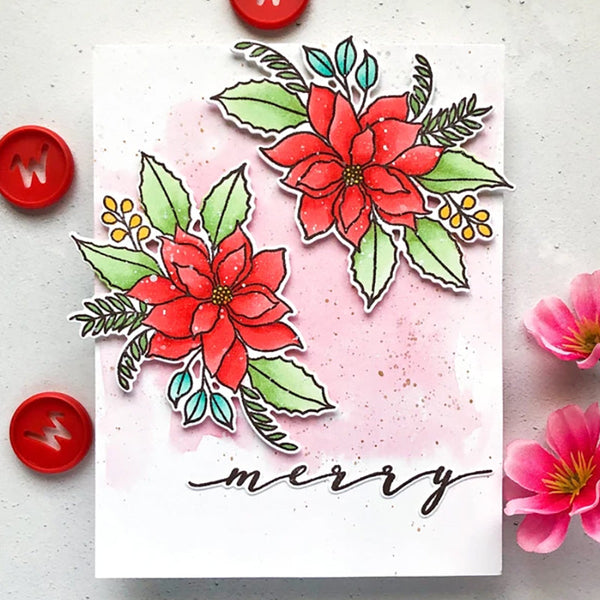 Waffle Flower Clear Stamps Poinsettia