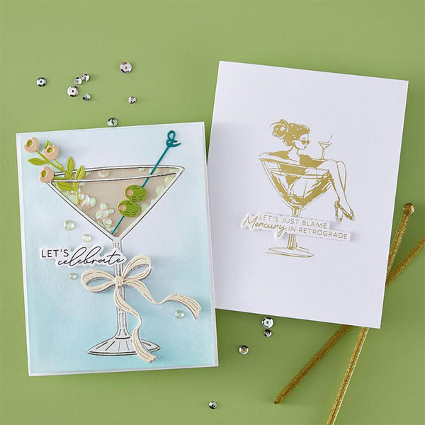 Spellbinders Press Plates Martini Mood Sentiments
