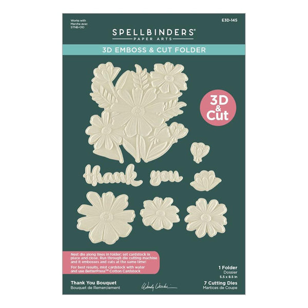 Spellbinders Embossing Folder Thank You Bouquet