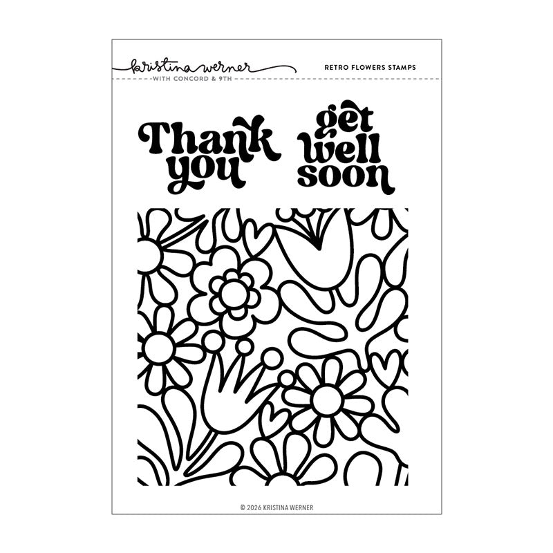 Concord & 9th Clear Stamps Retro Flowers