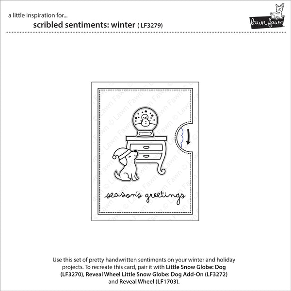 Lawn Fawn Clear Stamps Scribbled Sentiments: Winter