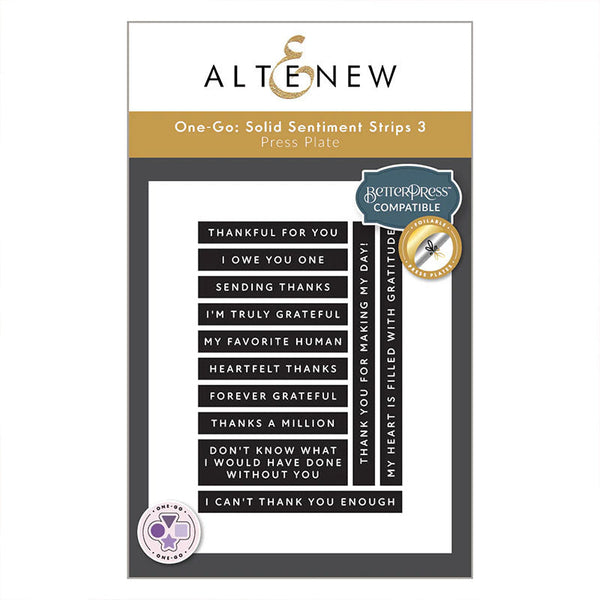 Altenew Press Plates One-Go: Solid Sentiment Strips 3