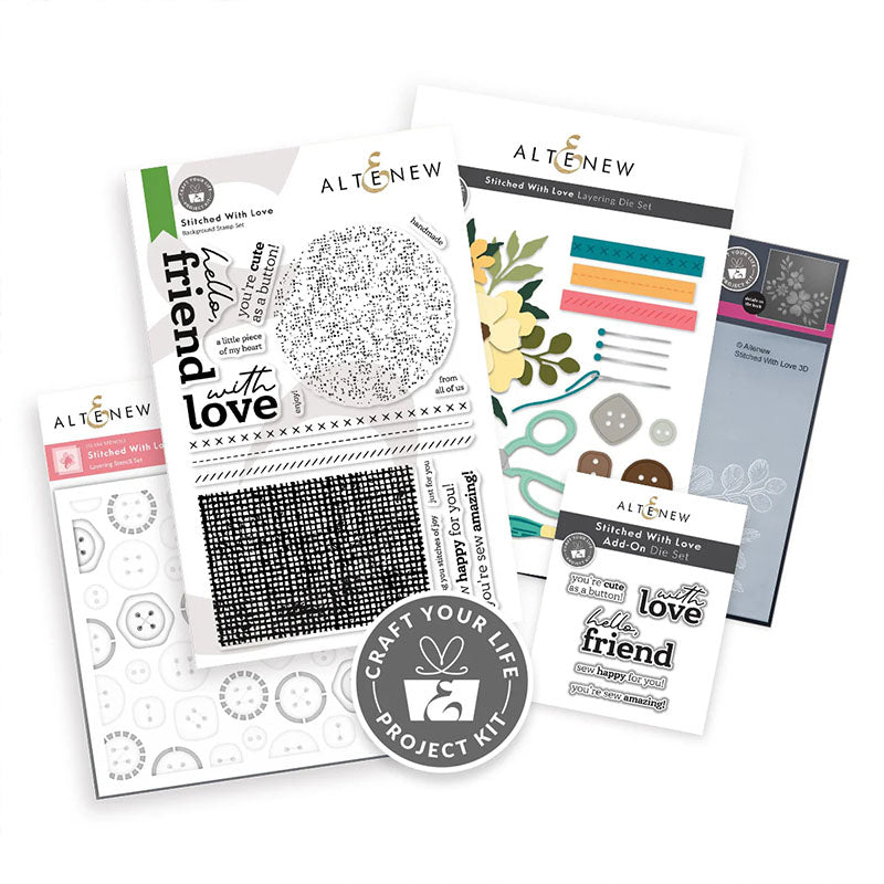 Altenew 6pc Craft Your Life Project Kit: Stitched With Love & Add-On Die
