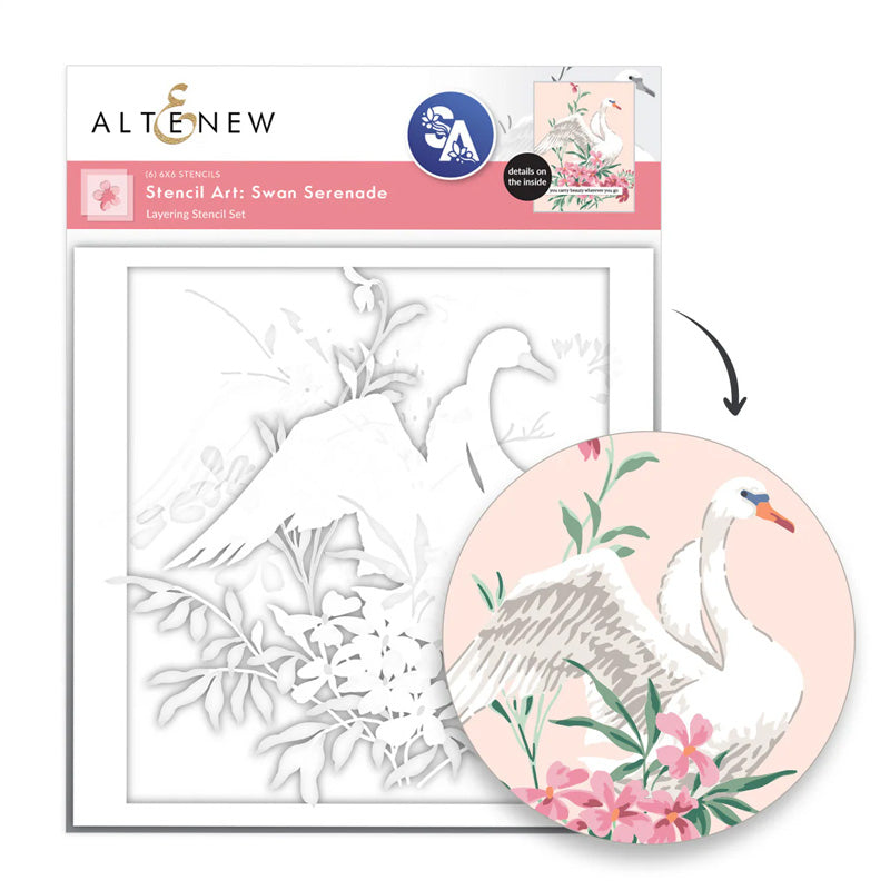 Altenew Stencil Swan Serenade Layering