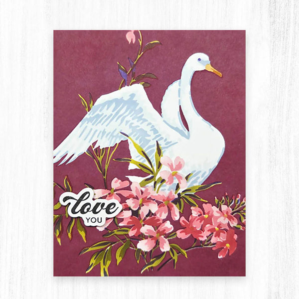 Altenew Stencil Swan Serenade Layering