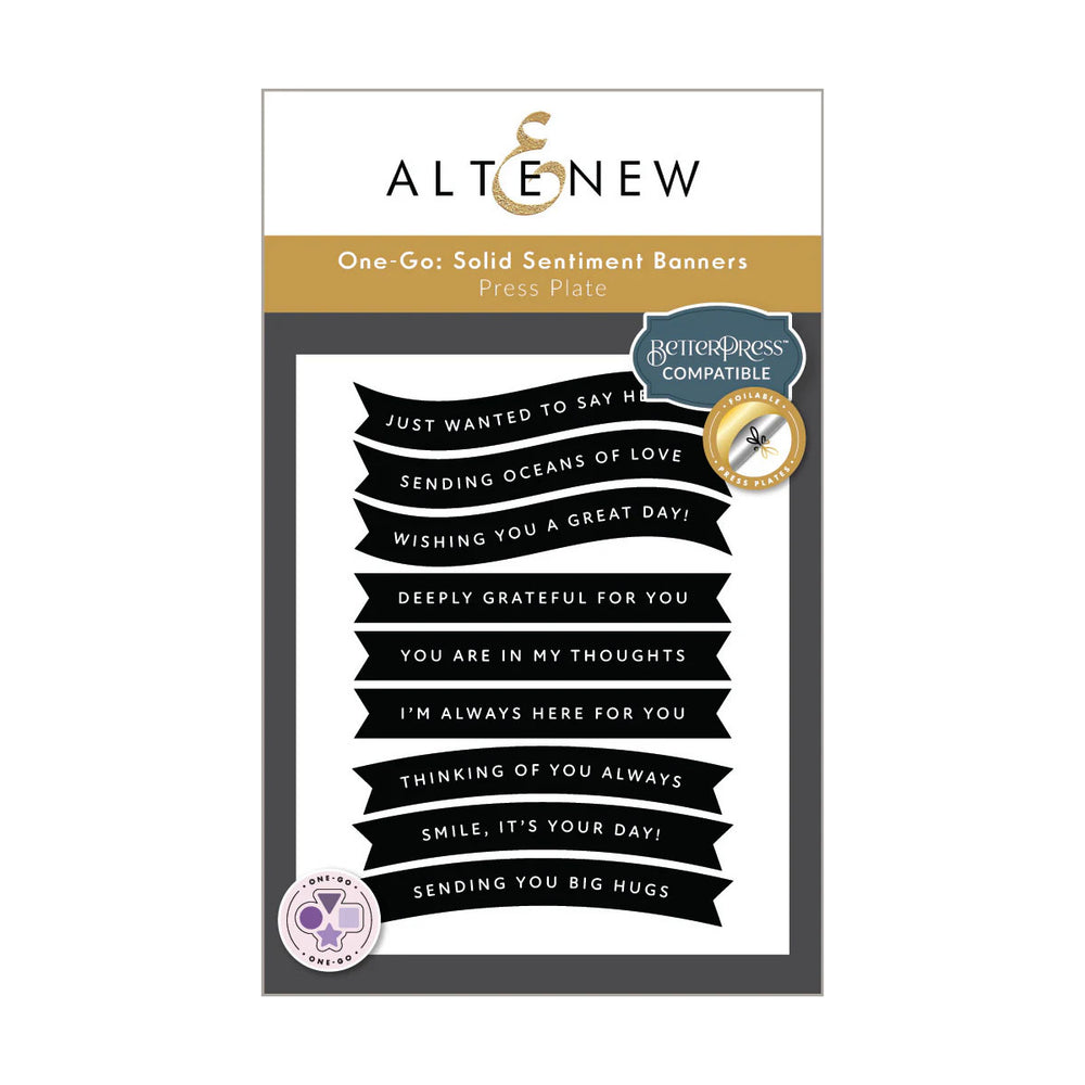 Altenew Press Plates One Go: Solid Sentiment Banners