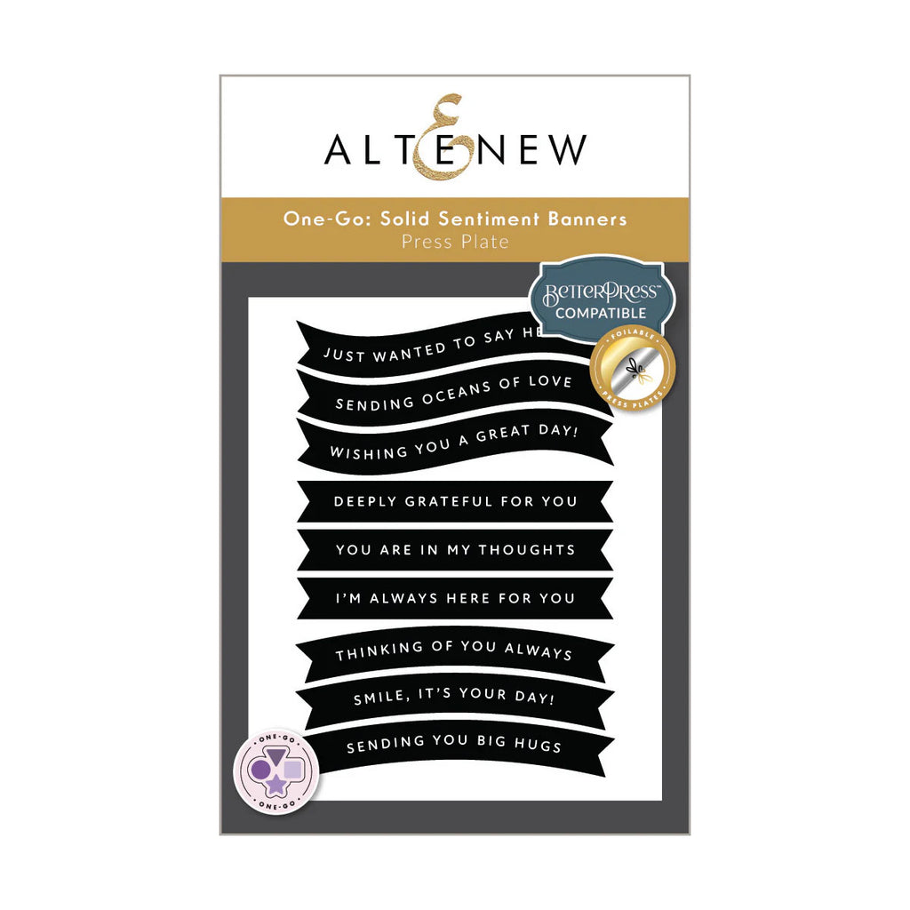Altenew Press Plates One Go: Solid Sentiment Banners