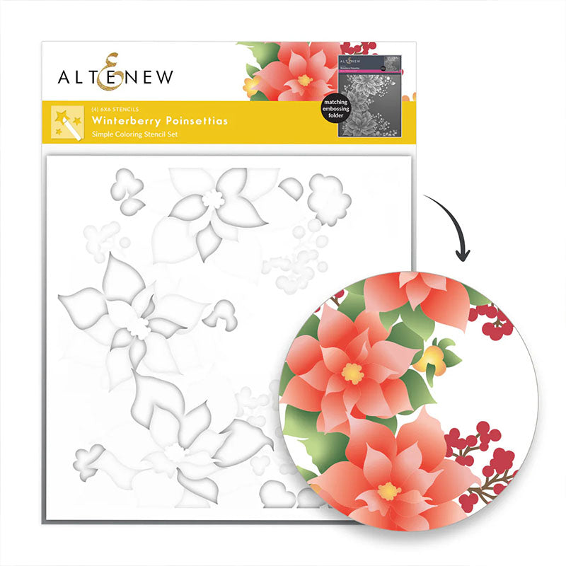 Altenew Stencil Winterberry Poinsettias