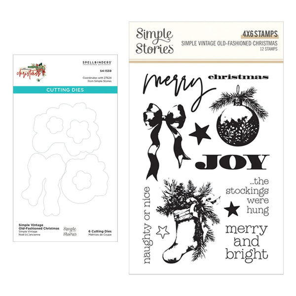 Spellbinders Stamps & Dies Simple Vintage Old-Fashioned Christmas