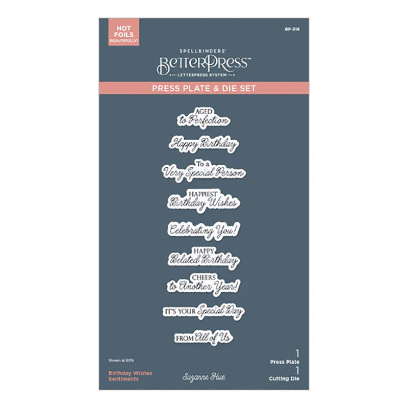 Spellbinders Press Plates Birthday Wishes Sentiments